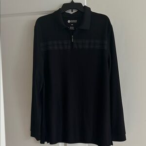 Haggar Quarter Zip Long Sleeve Black Shirt, Size L